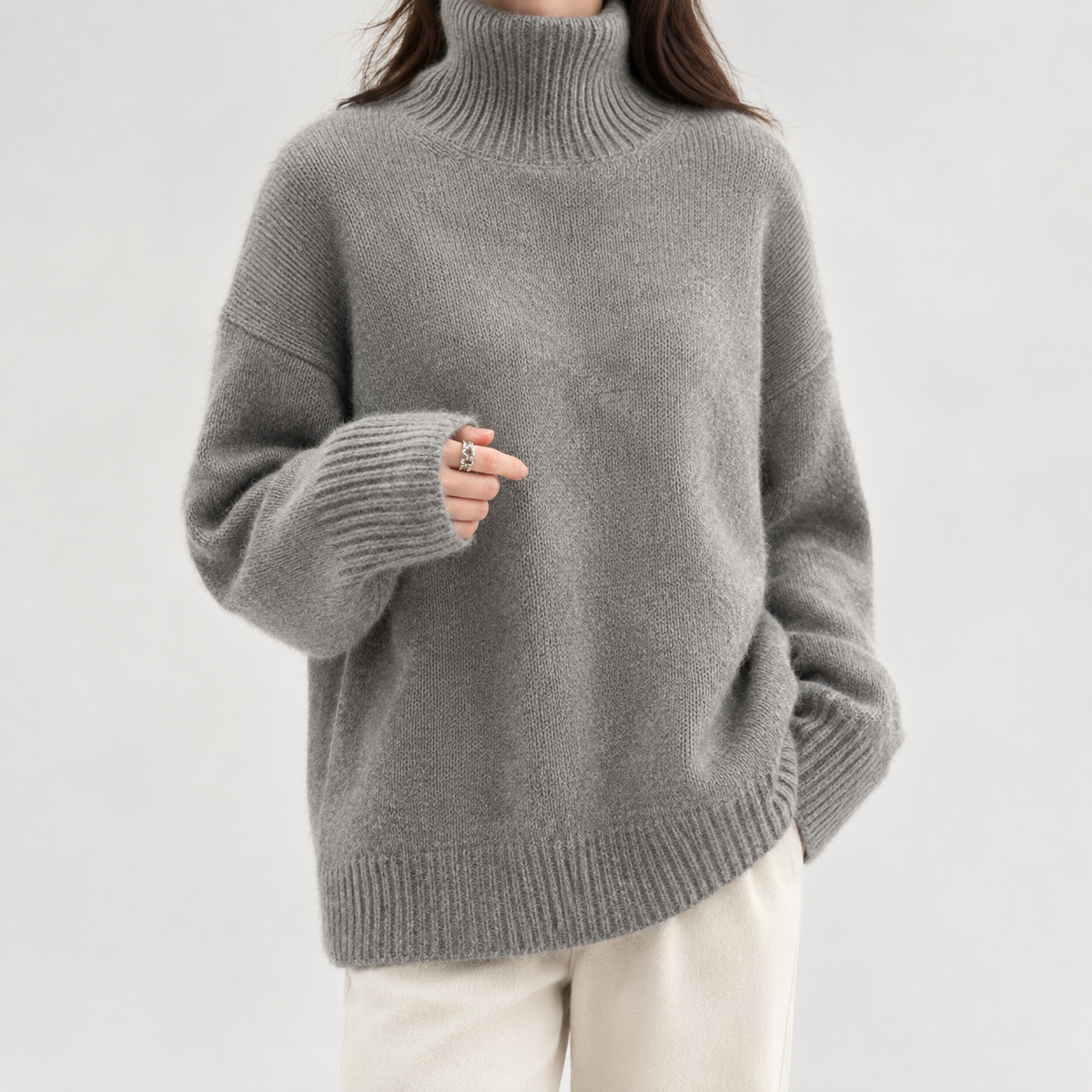 Sienna Turtleneck Sweater - Gray