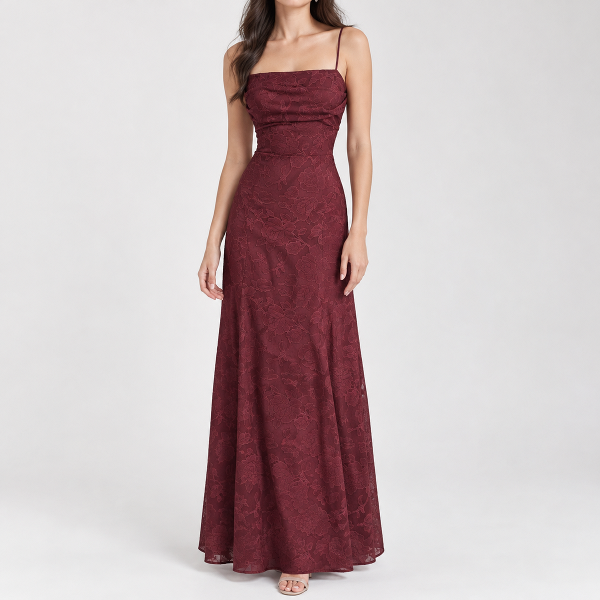 Ashkirk Lace Maxi Dress - Wine Red