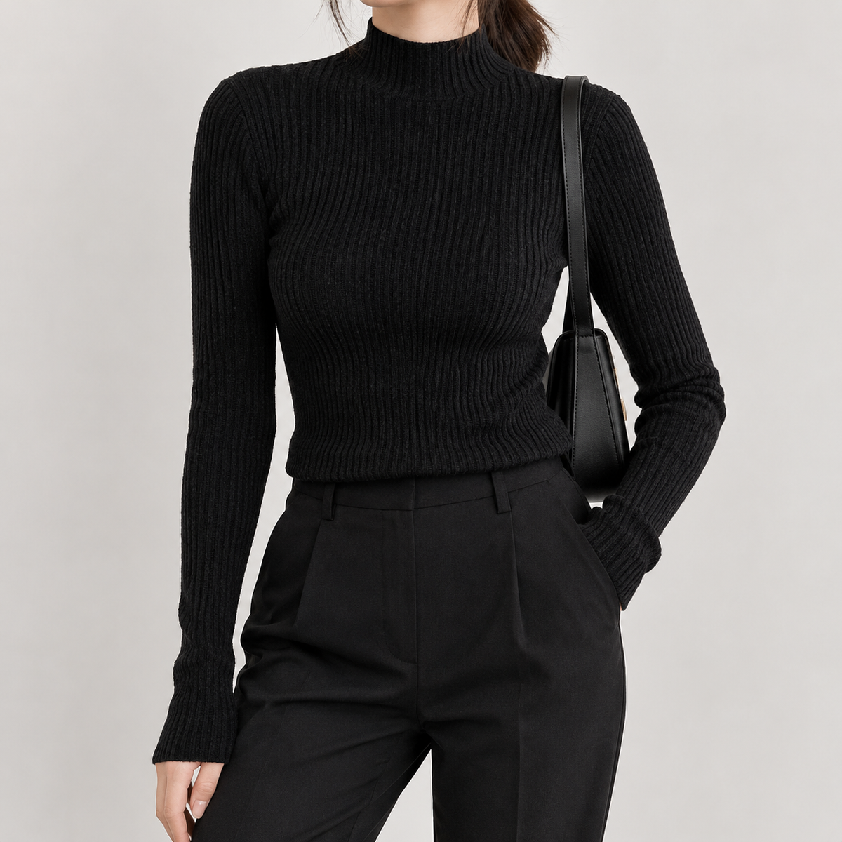 Pilsdon Cashmere Turtleneck Top - Black