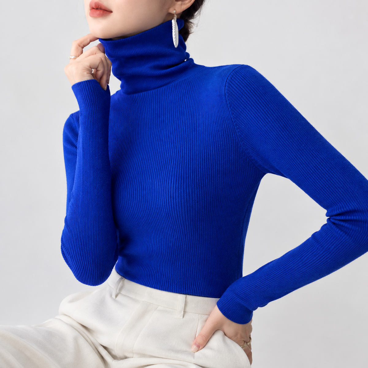 Feetham Turtleneck Top - Klein Blue