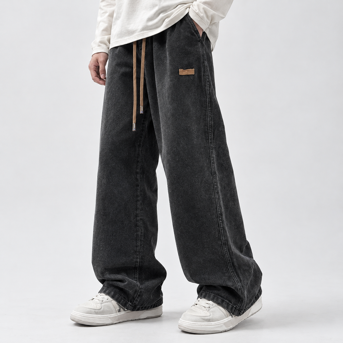 Yelverton Wide-Leg Jeans - Black Gray