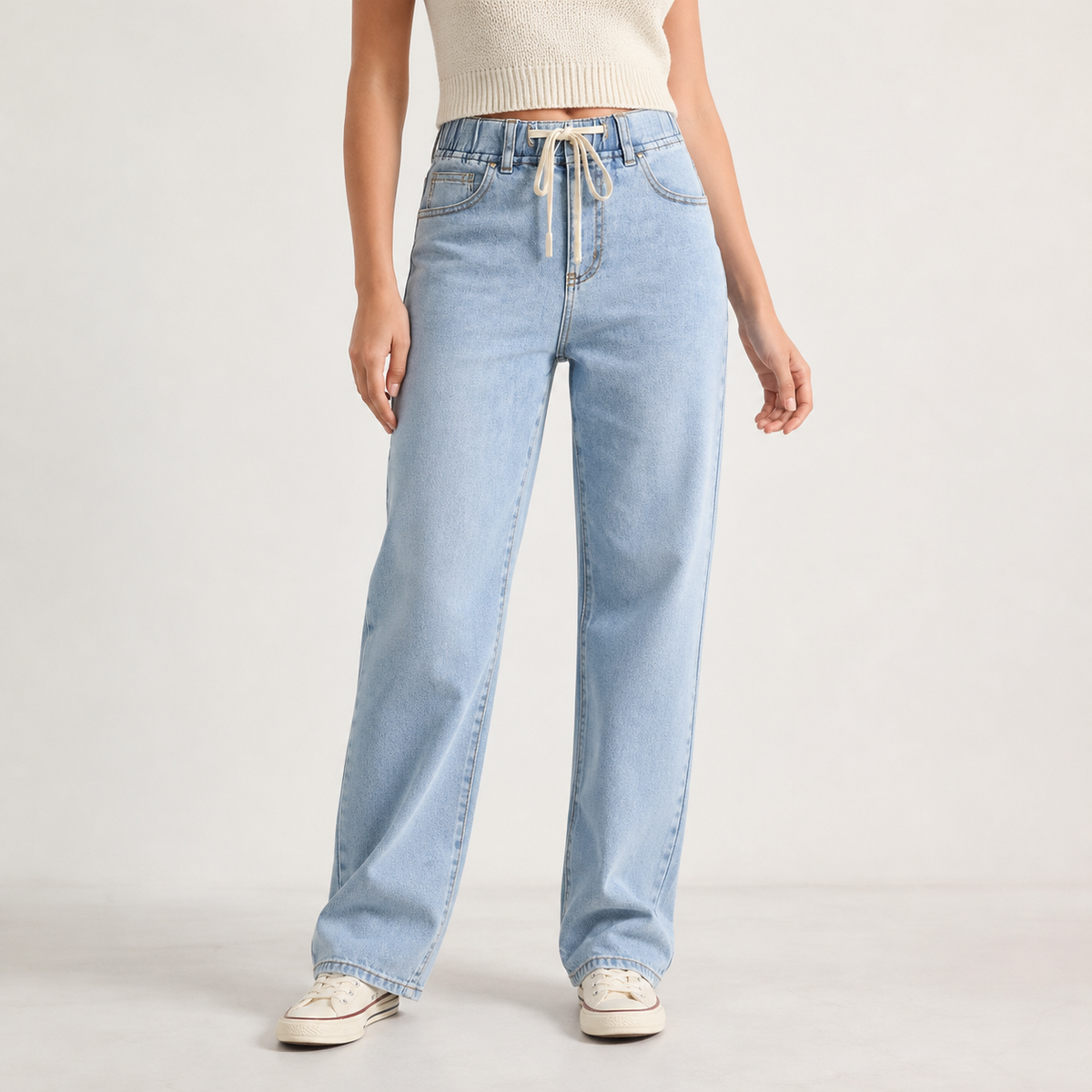 Boulby Drawstring Jeans - Light Blue