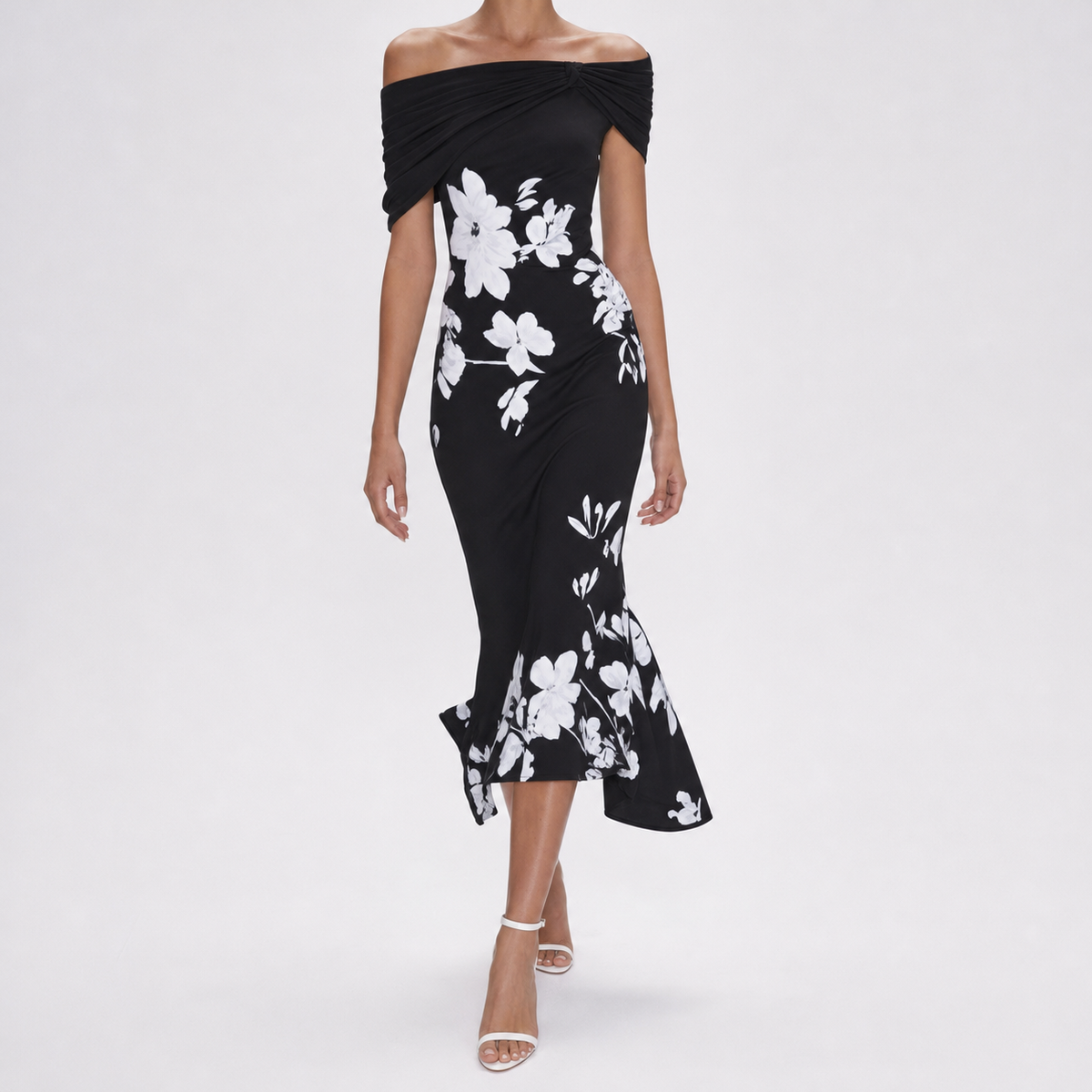 Burford Off-Shoulder Midi Dress - Black