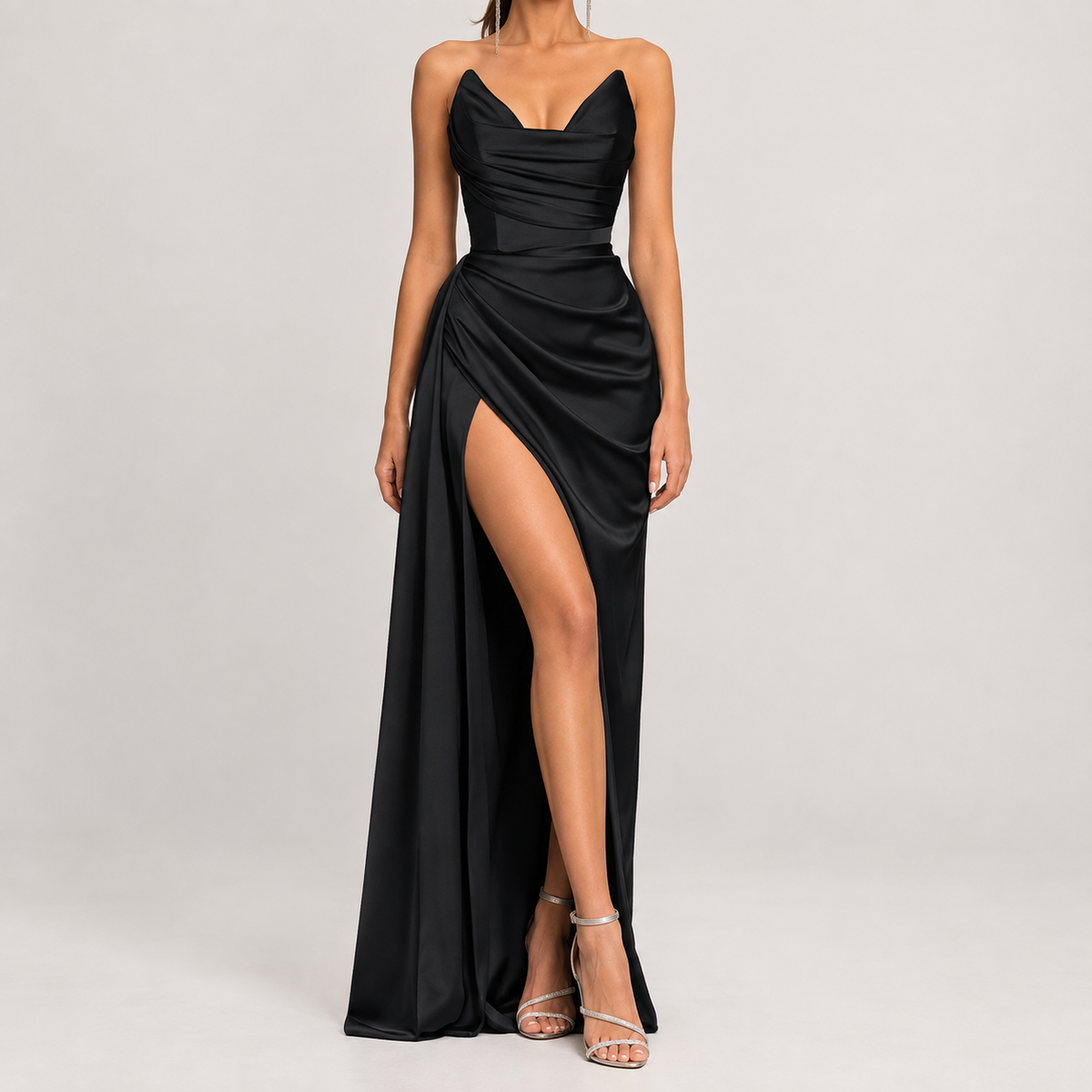 Merrivale Asymmetric Maxi Dress - Black