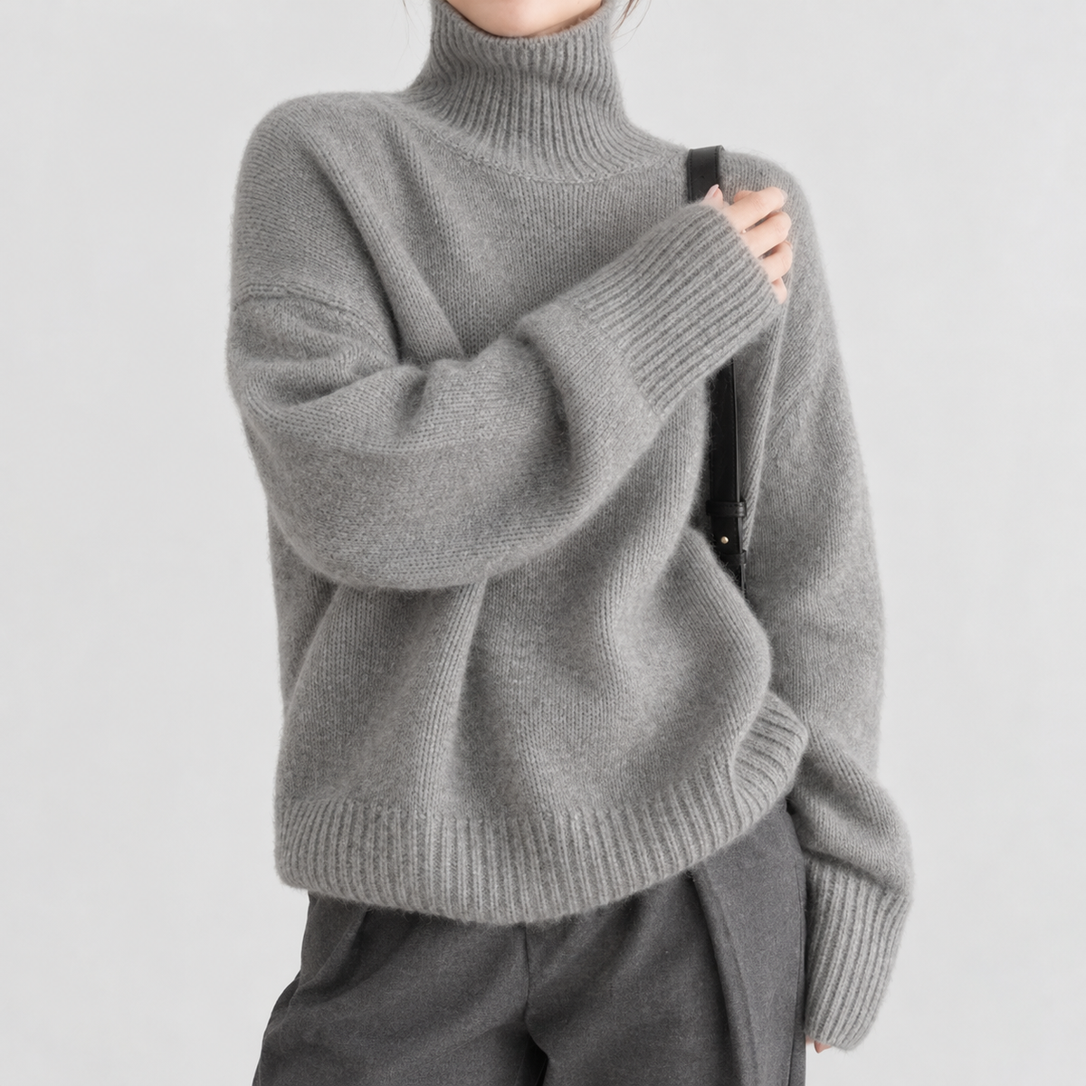 Monsal Turtleneck Sweater - Light Gray