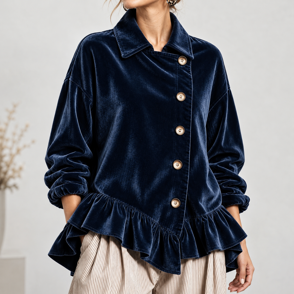 Blainslie Ruffle Hem Jacket - Blue
