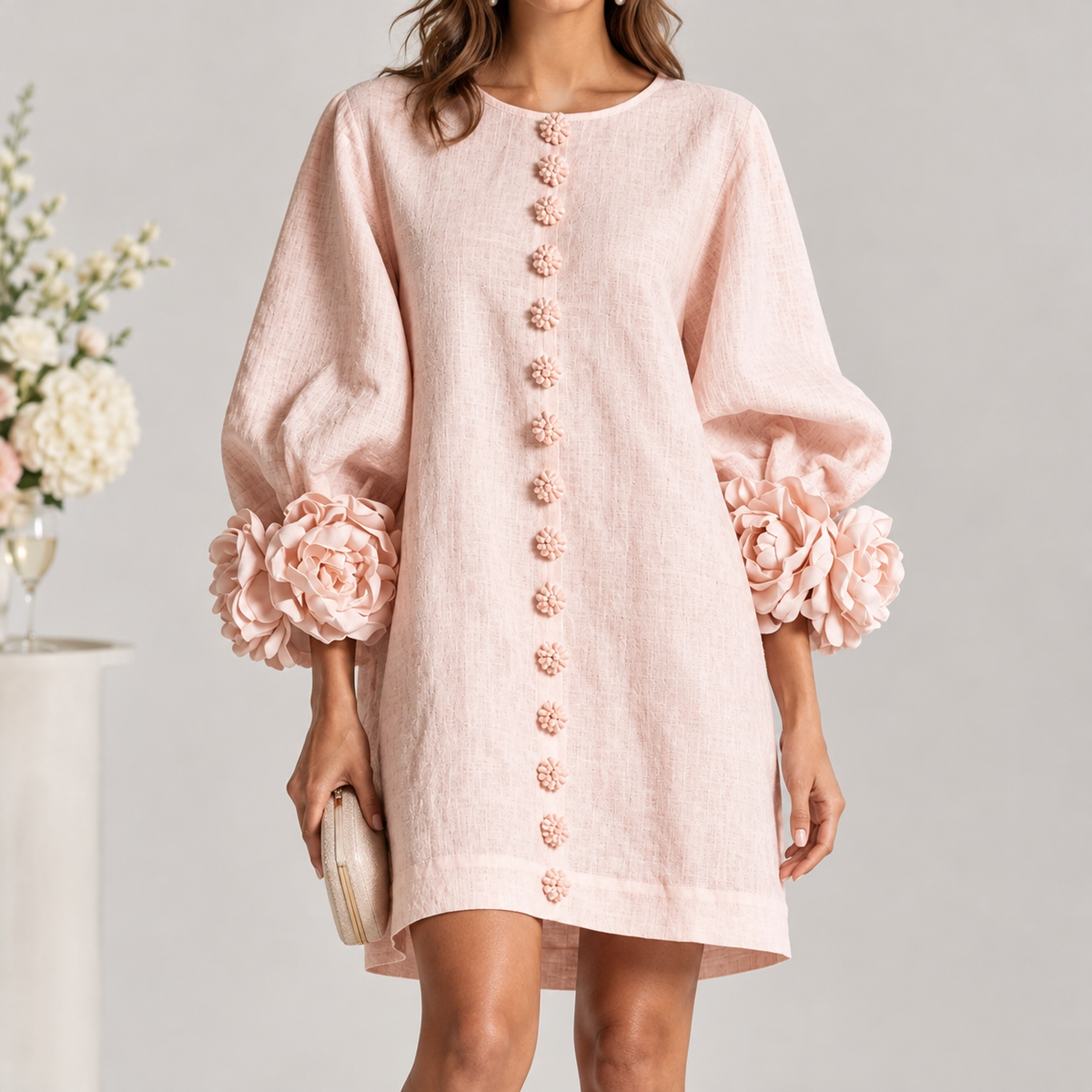 Porkellis Floral Cuff Dress - Pink