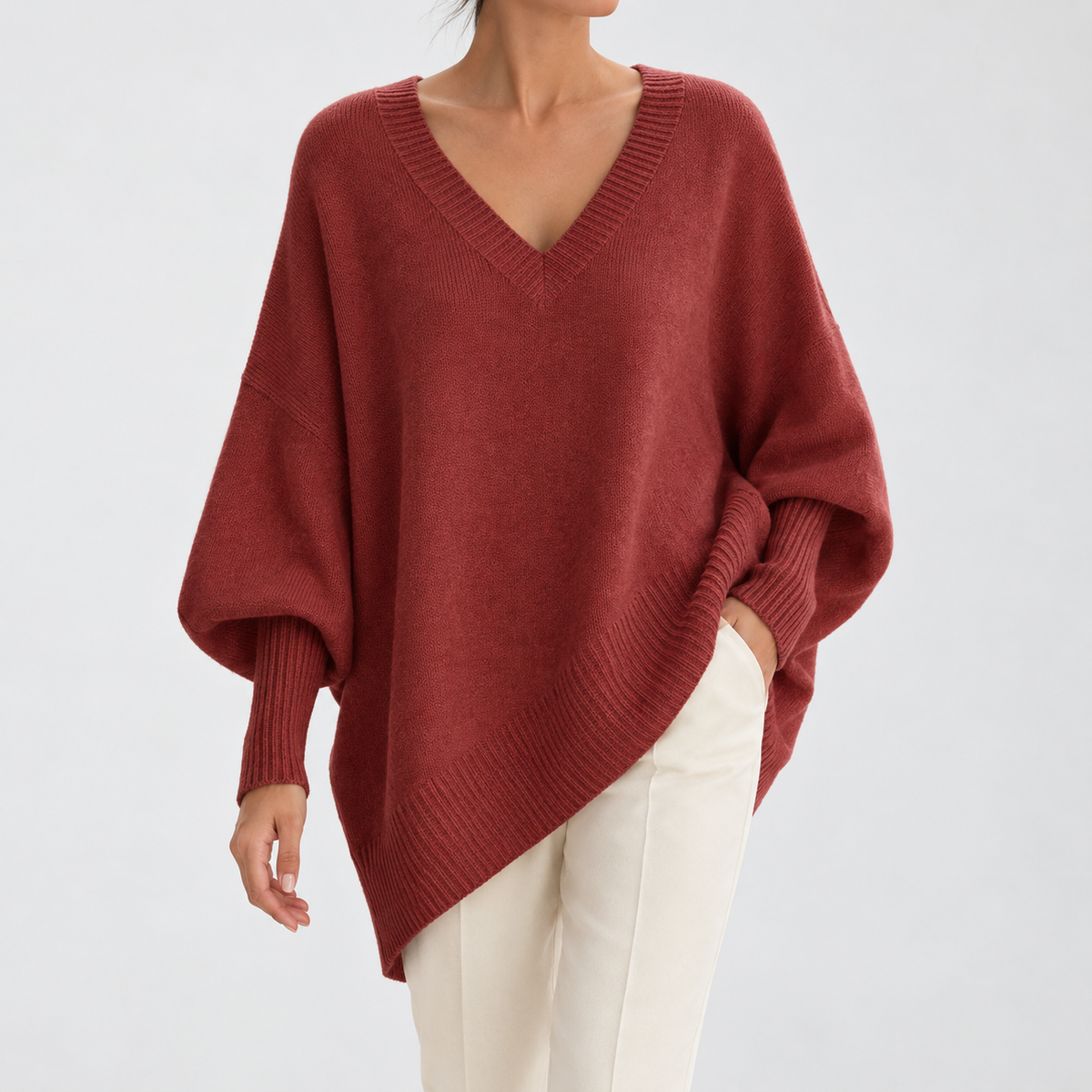 Giulia V-Neck Sweater - V-neck Red