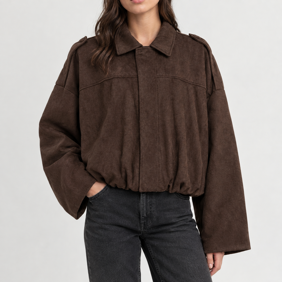 Broadbottom Suede Bomber Jacket - Brown