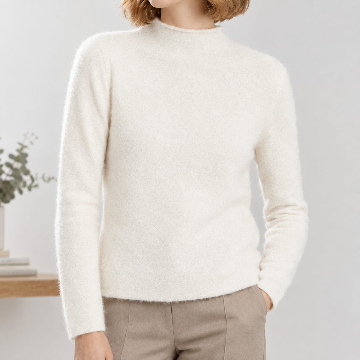 Riley Half Turtleneck Sweater - White
