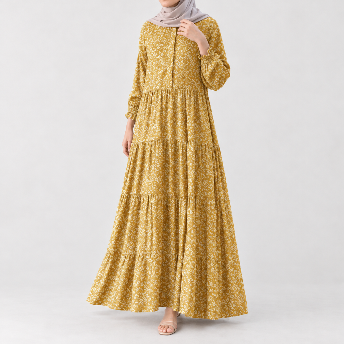 Alnmouth Tiered Maxi Dress - Yellow