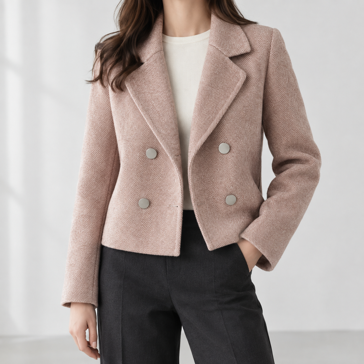 Amelie Double Breasted Jacket - Taro
