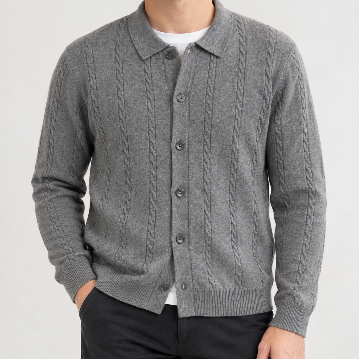 Bakewell Cable Knit Cardigan - Gray