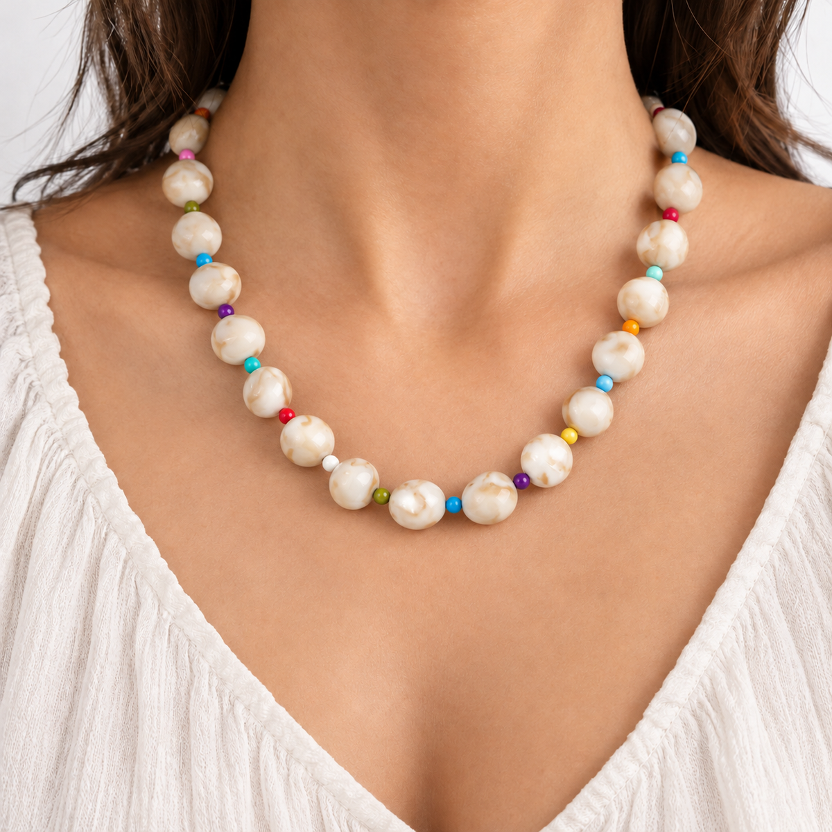 Snowshill Beaded Necklace - White