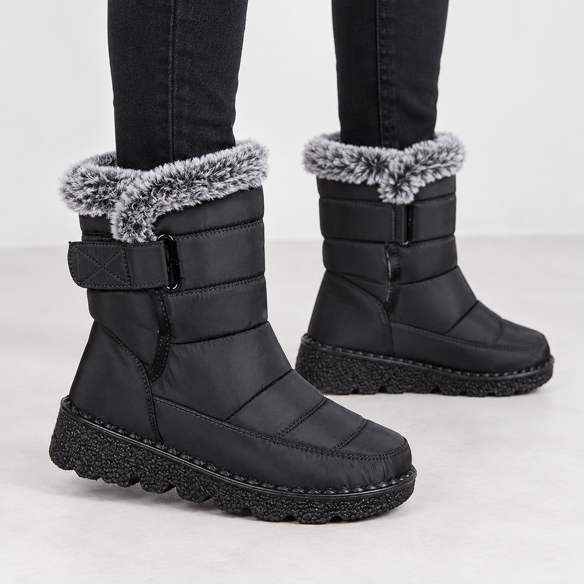 Hawkshead Fur-Trim Snow Boots - Black Fur Collar