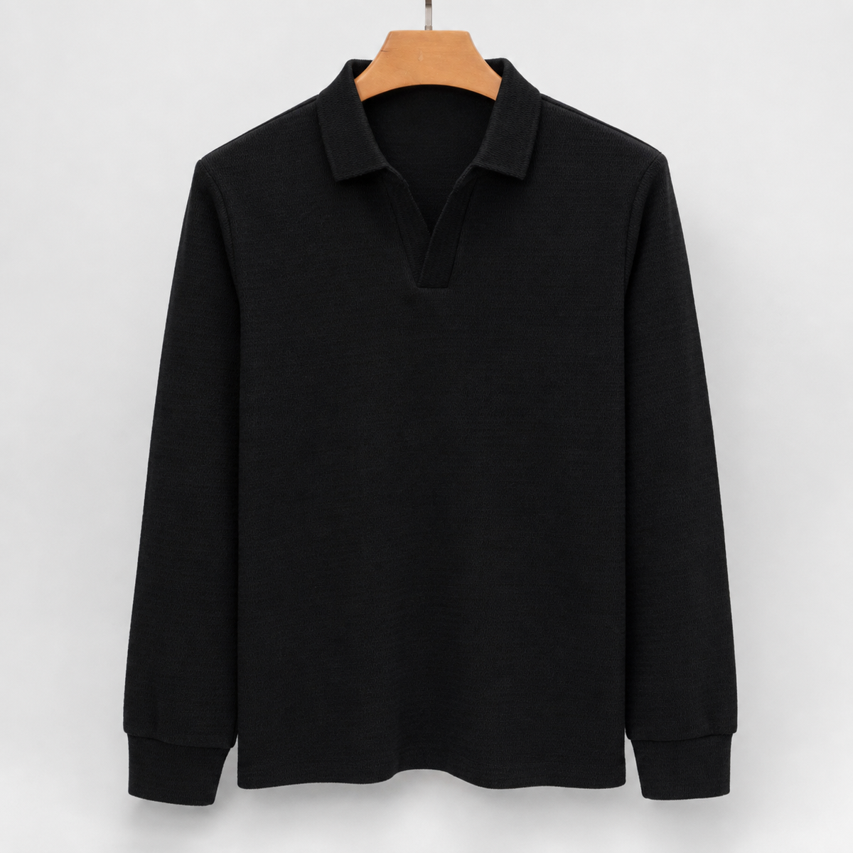 Oliver Open Collar Polo - Black