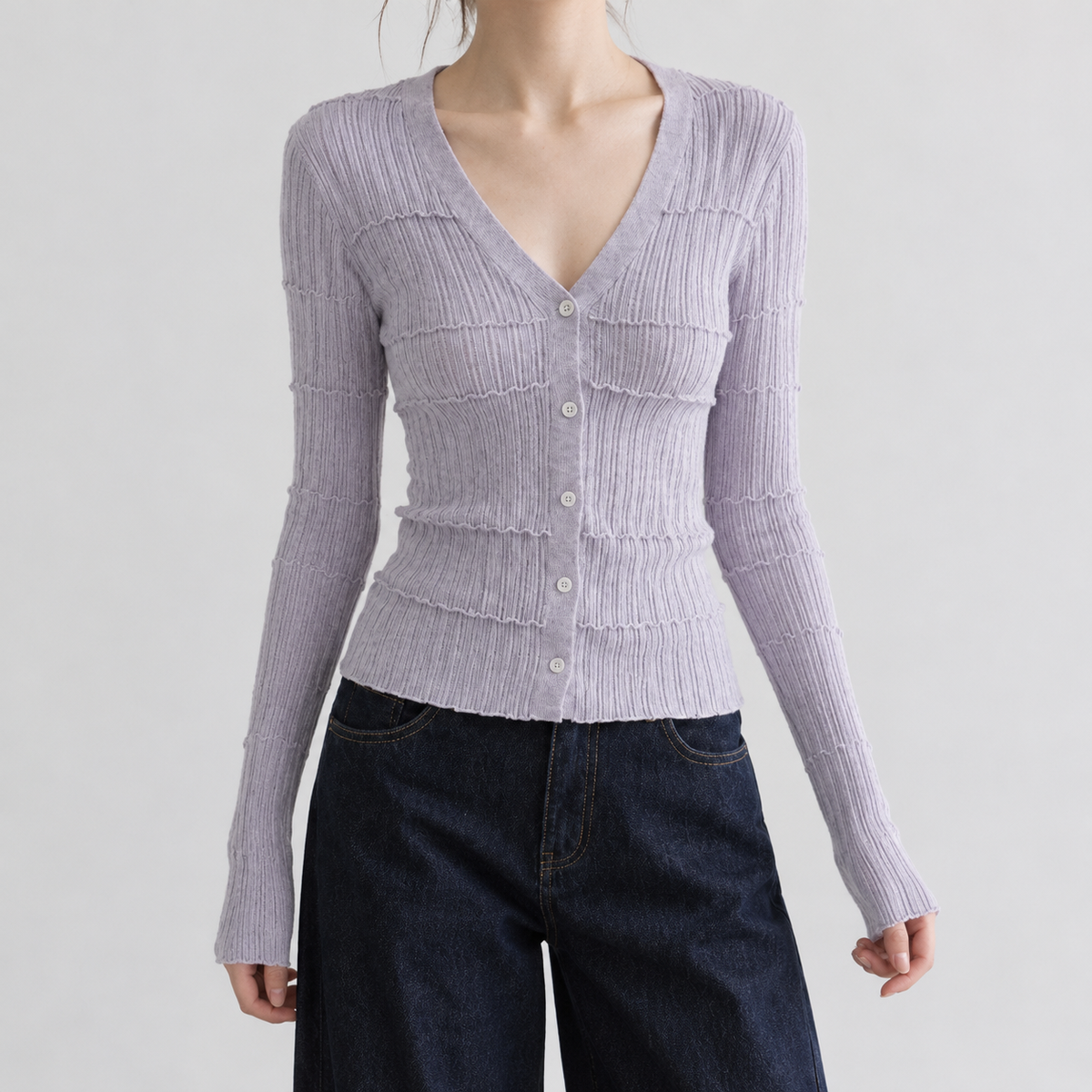 Barripper Ribbed Cardigan - Purple