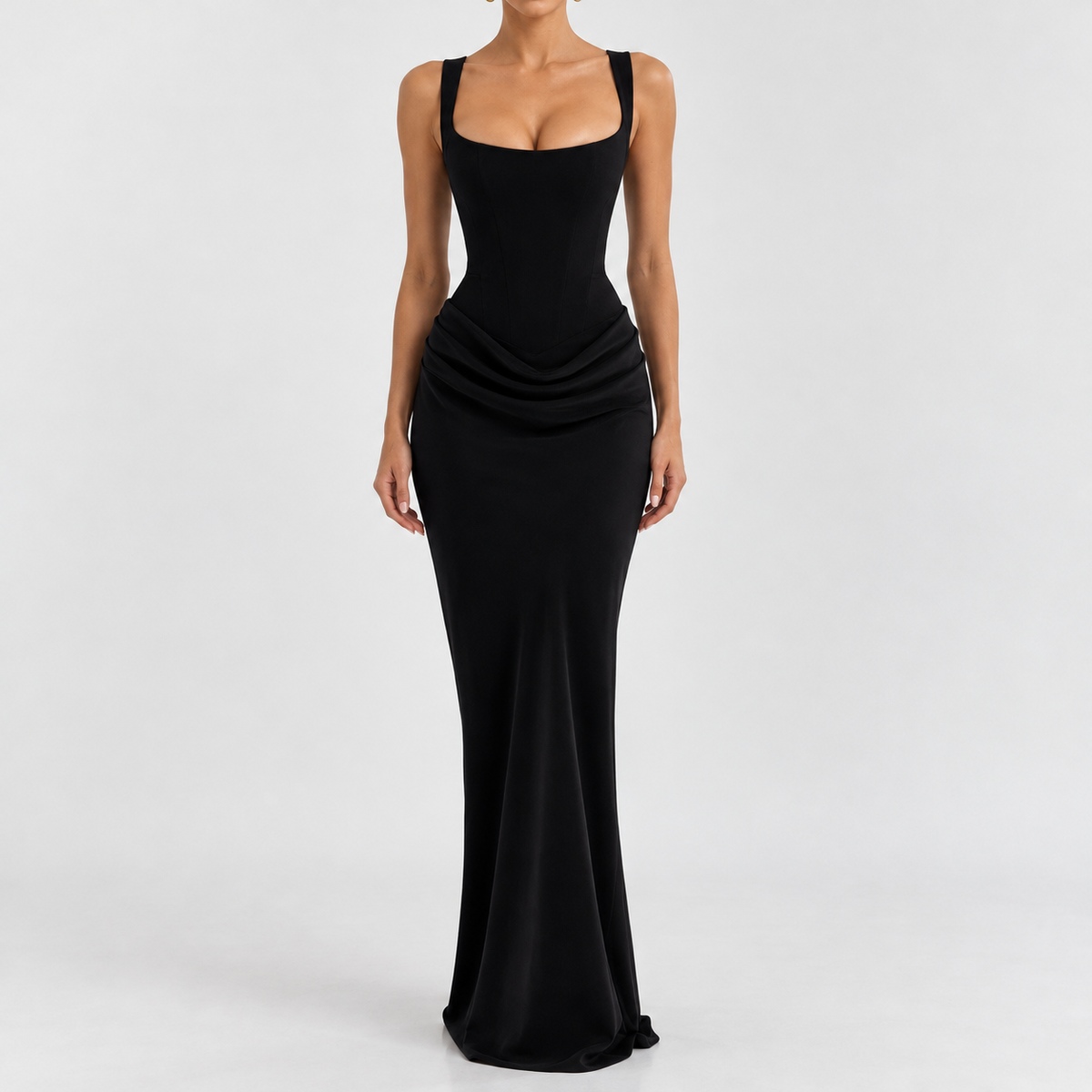 Brackenthwaite Ruched Corset Dress - Black