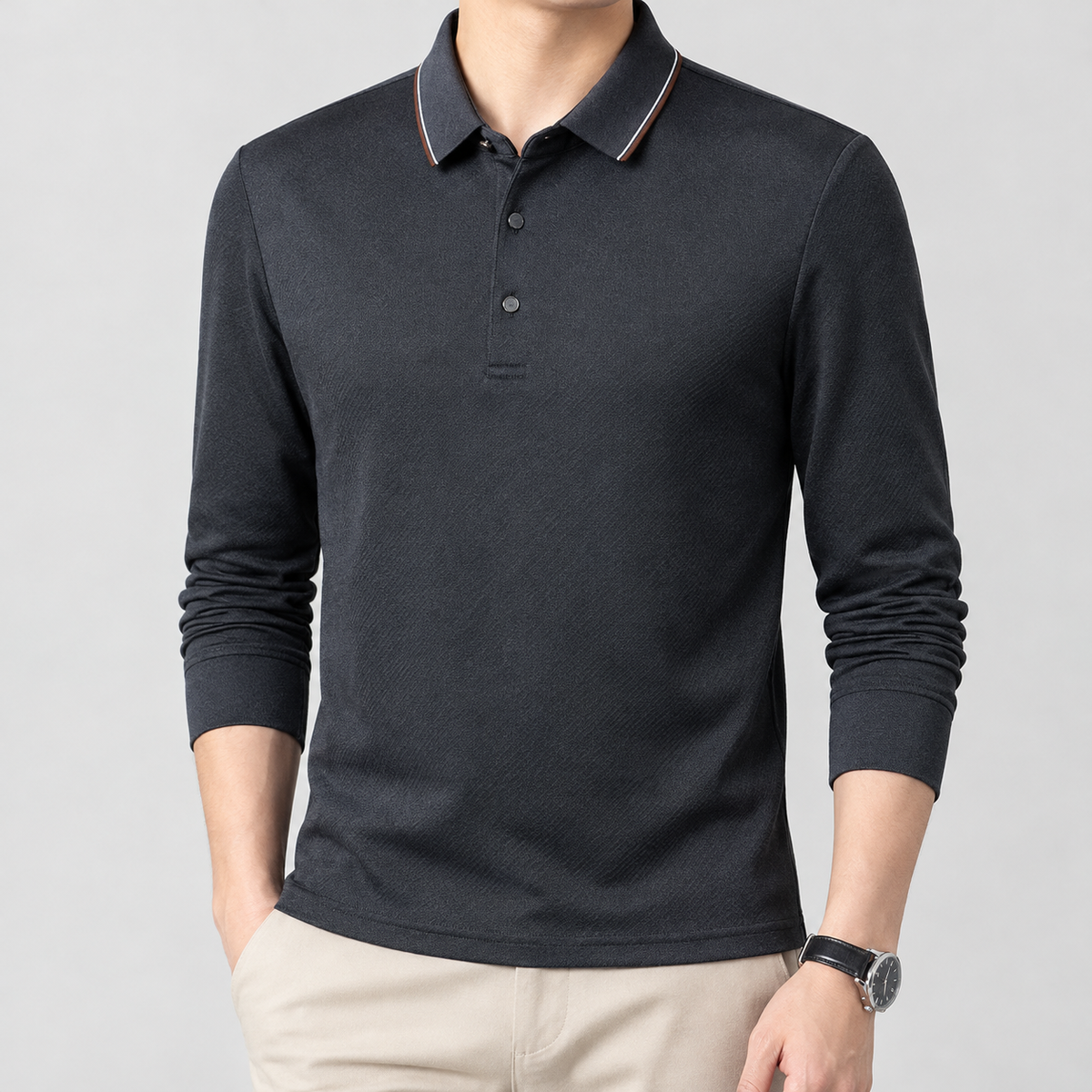 Brimscombe Tipped Polo - Dark Gray