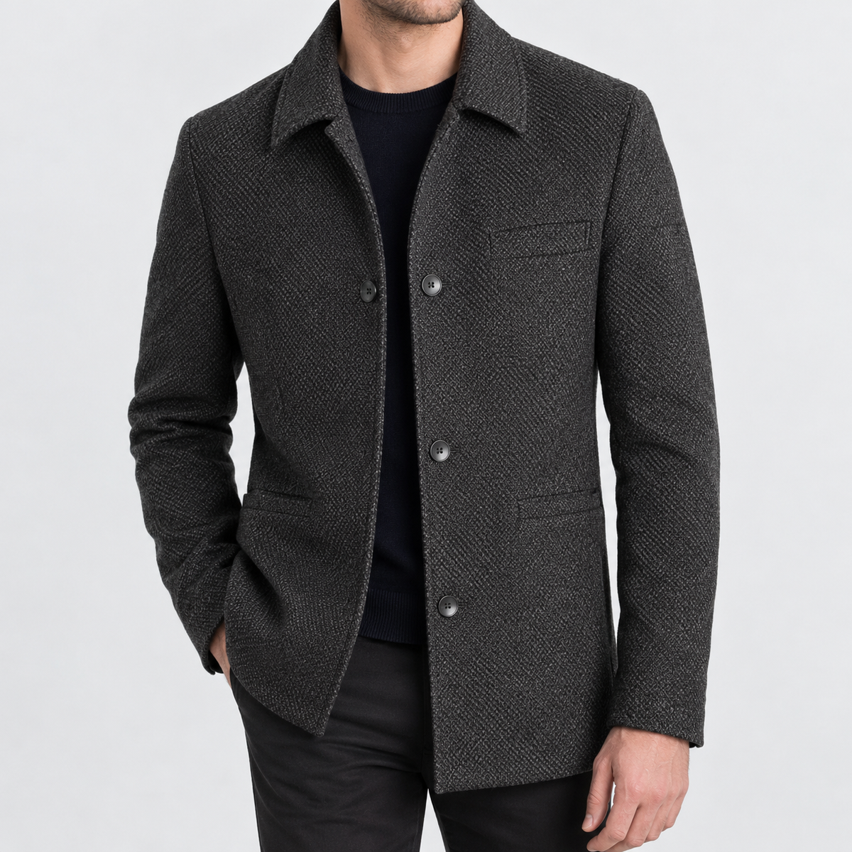 Laceby Button Jacket - Chenille-black Gray Au