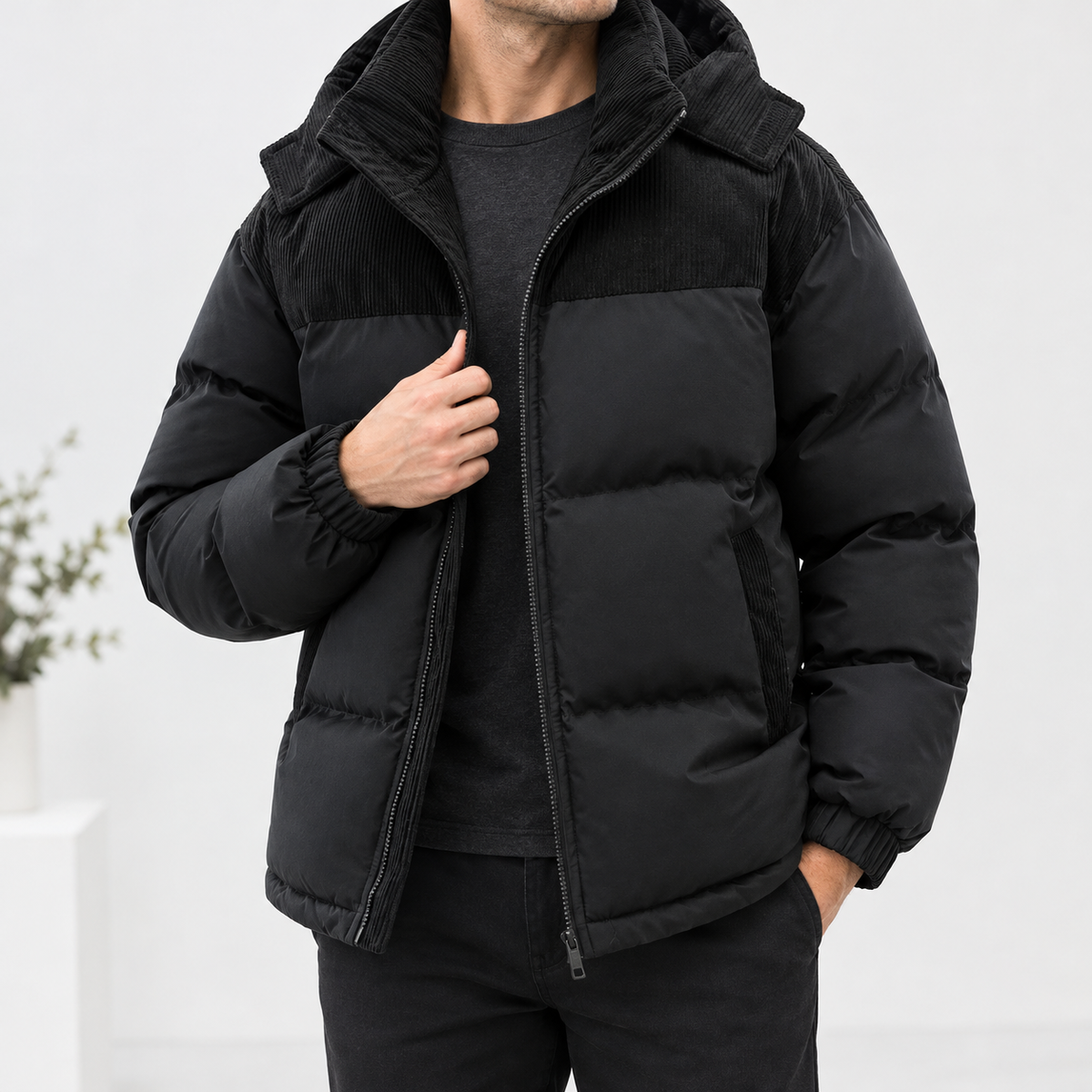 Balwest Corduroy Panel Jacket - Black