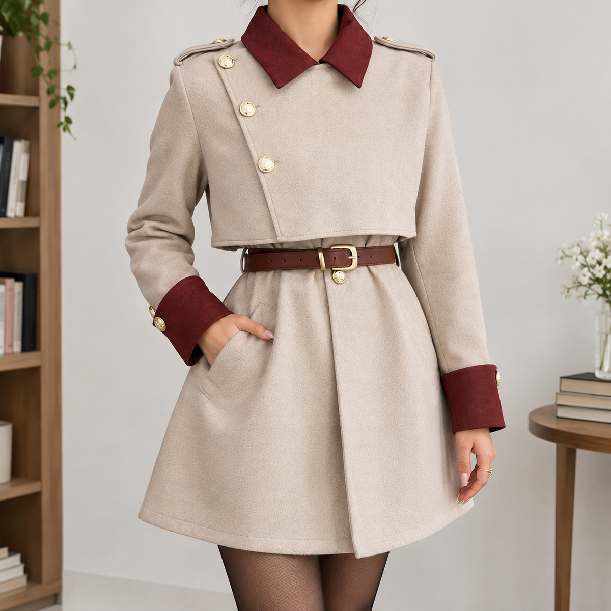 Stainforth Belted Coat - Apricot