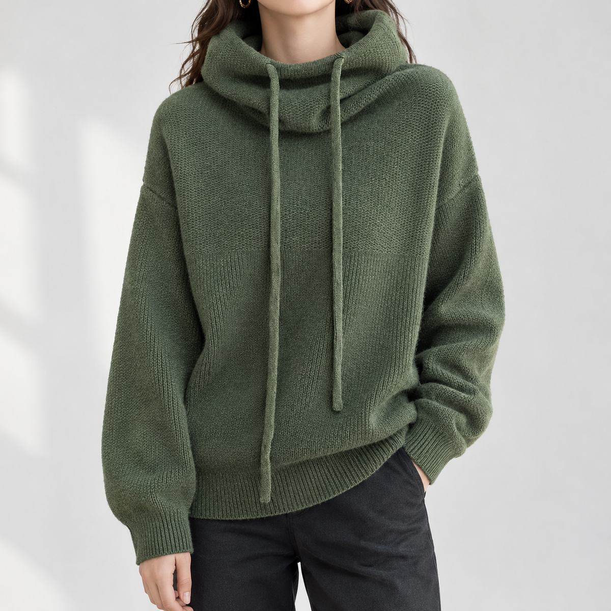 Wrynose Cowl Neck Sweater - Green