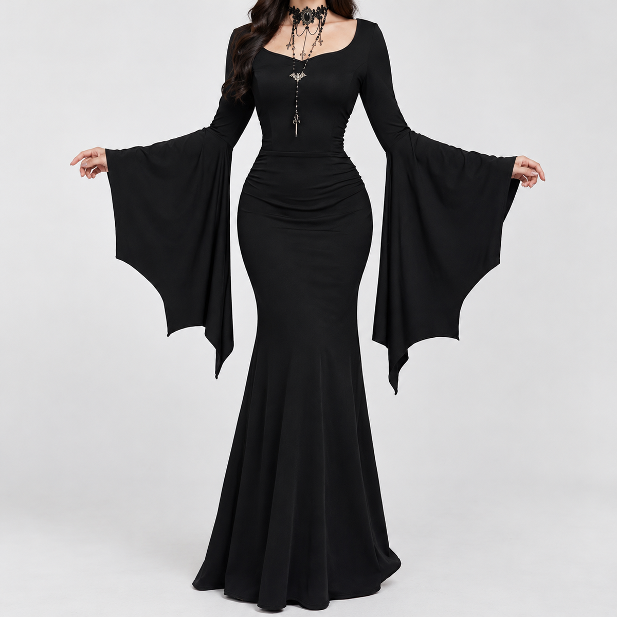 Tywardreath Fishtail Dress - Black