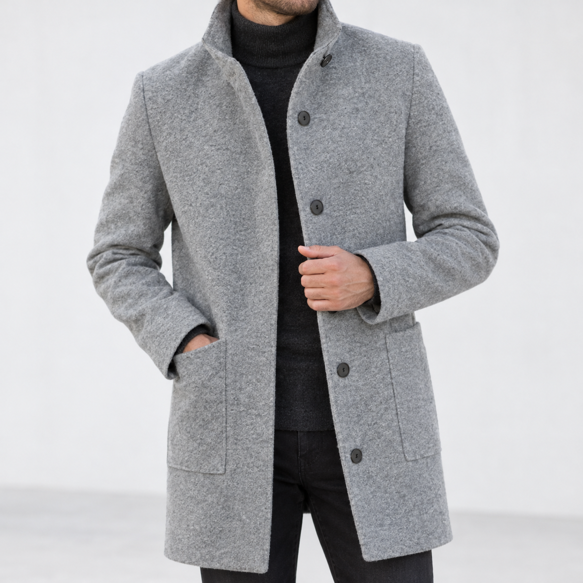 Defford Stand Collar Jacket - Light Gray
