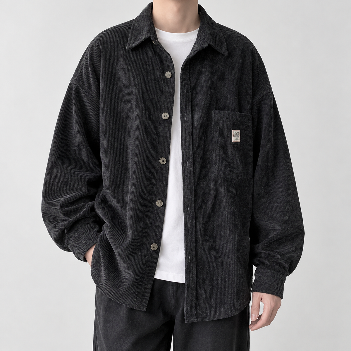 Assynt Corduroy Overshirt - Black