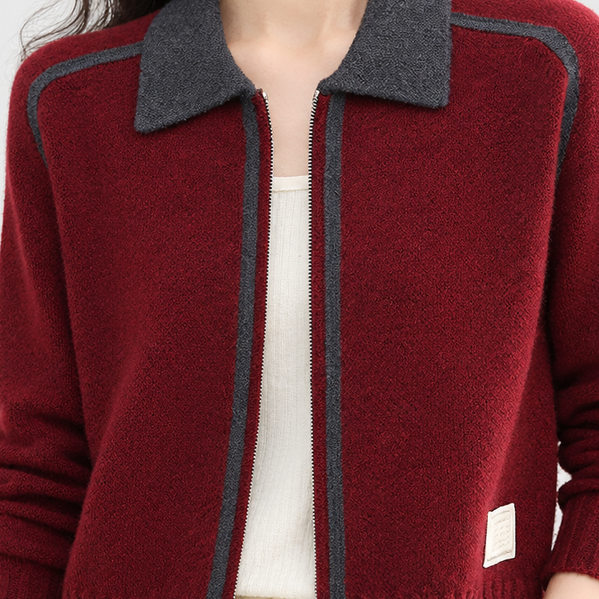 Lamplugh Zip Front Sweater - Lead Product Detail