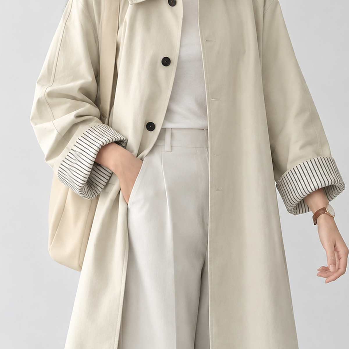 Poxwell Relaxed Trench Coat - Lead Product Detail
