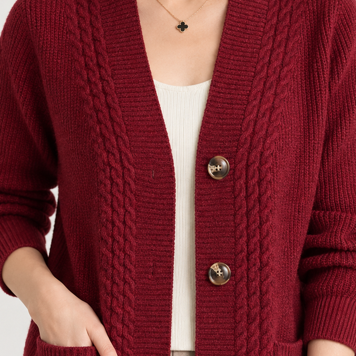 Nottington Cable Knit Cardigan - Lead Product Detail