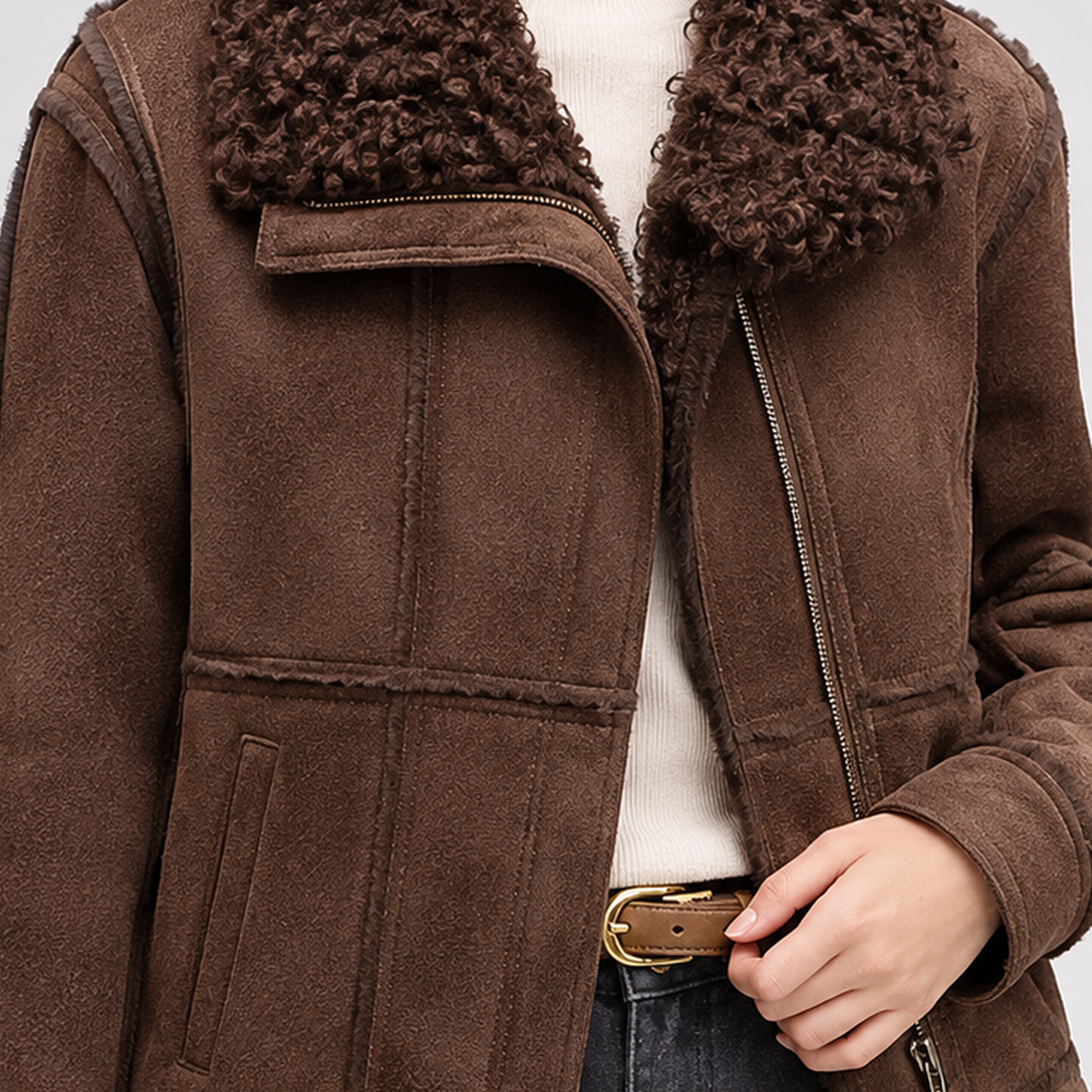 Westleigh Curly Collar Jacket - Lead Product Detail