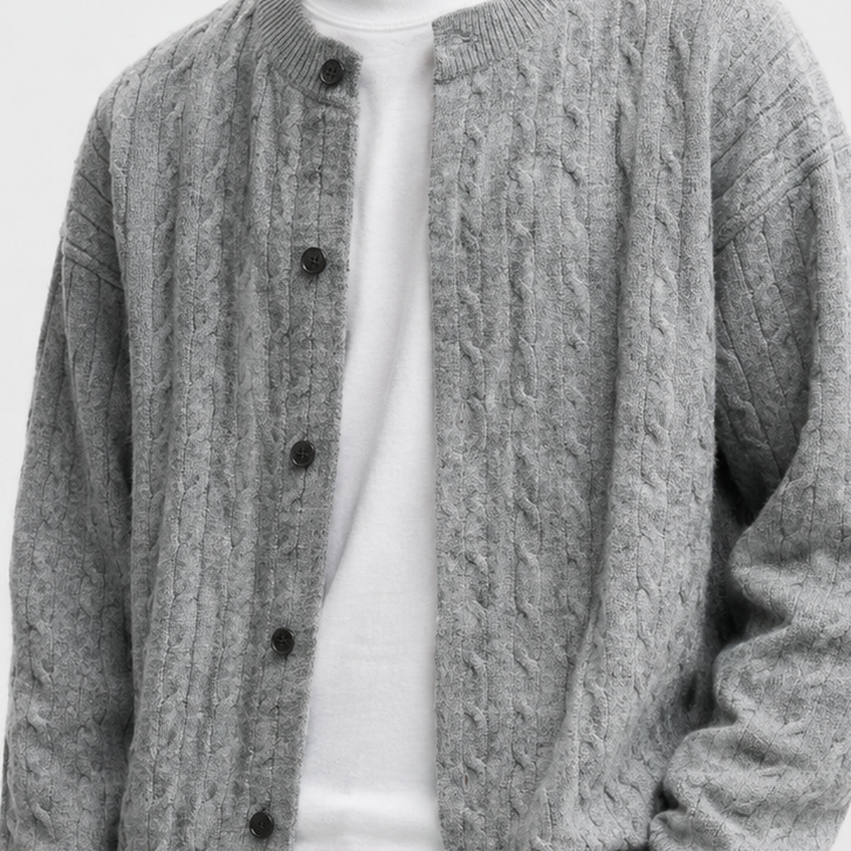 Boyton Cable Knit Cardigan - Lead Product Detail