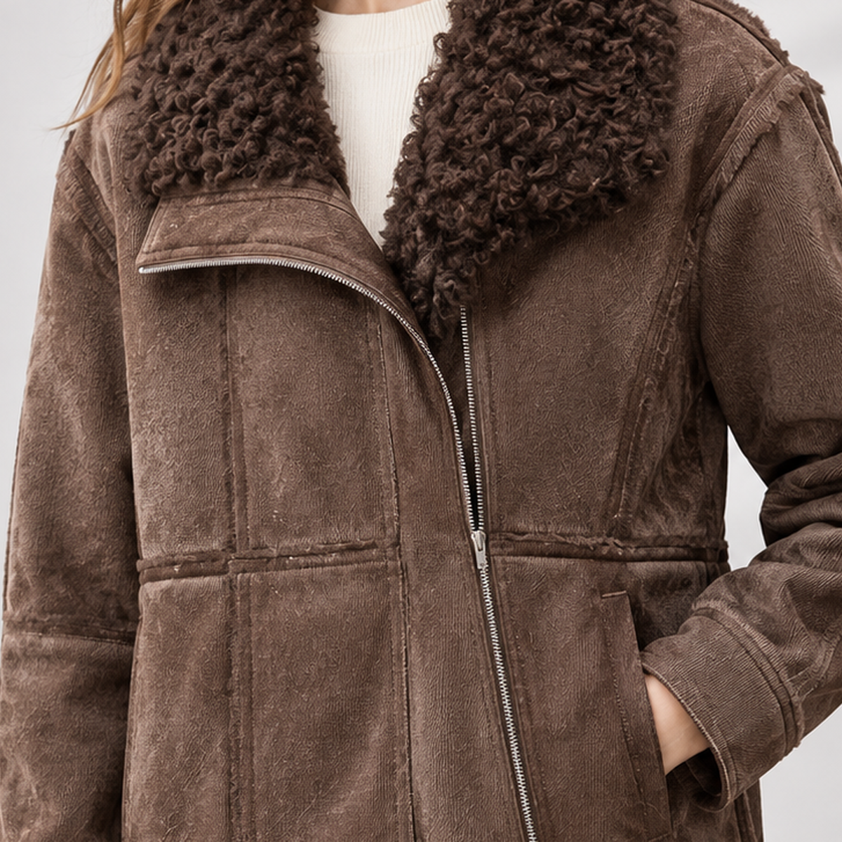 Westleigh Curly Collar Jacket - Lead Product Detail