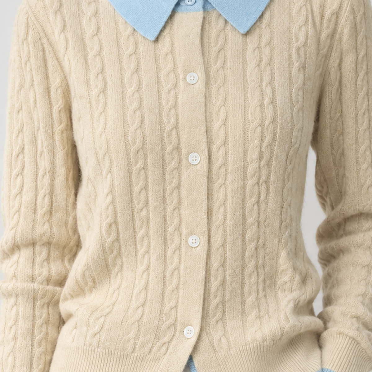 Bourton Cable Knit Cardigan - Lead Product Detail