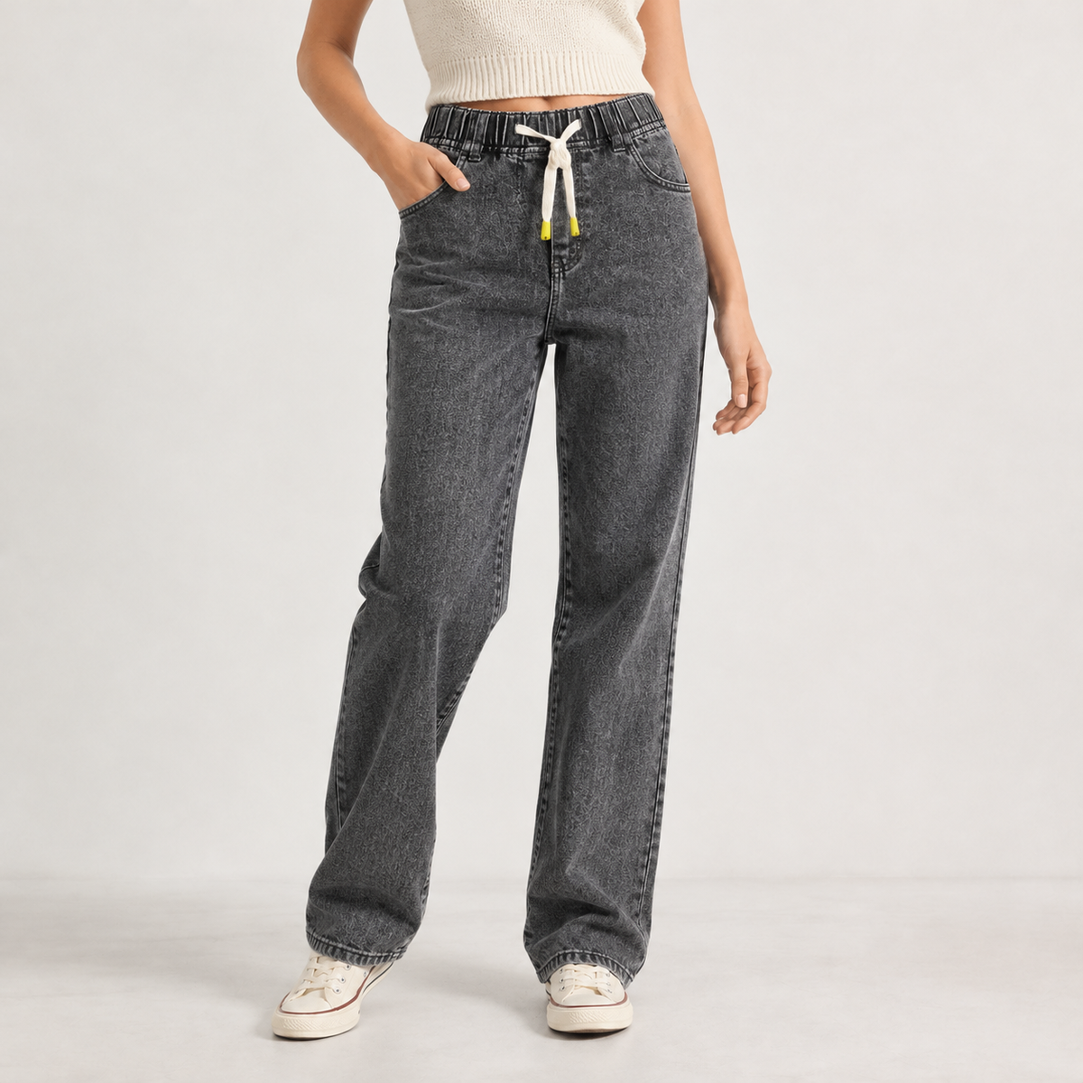 Boulby Drawstring Jeans - Gray