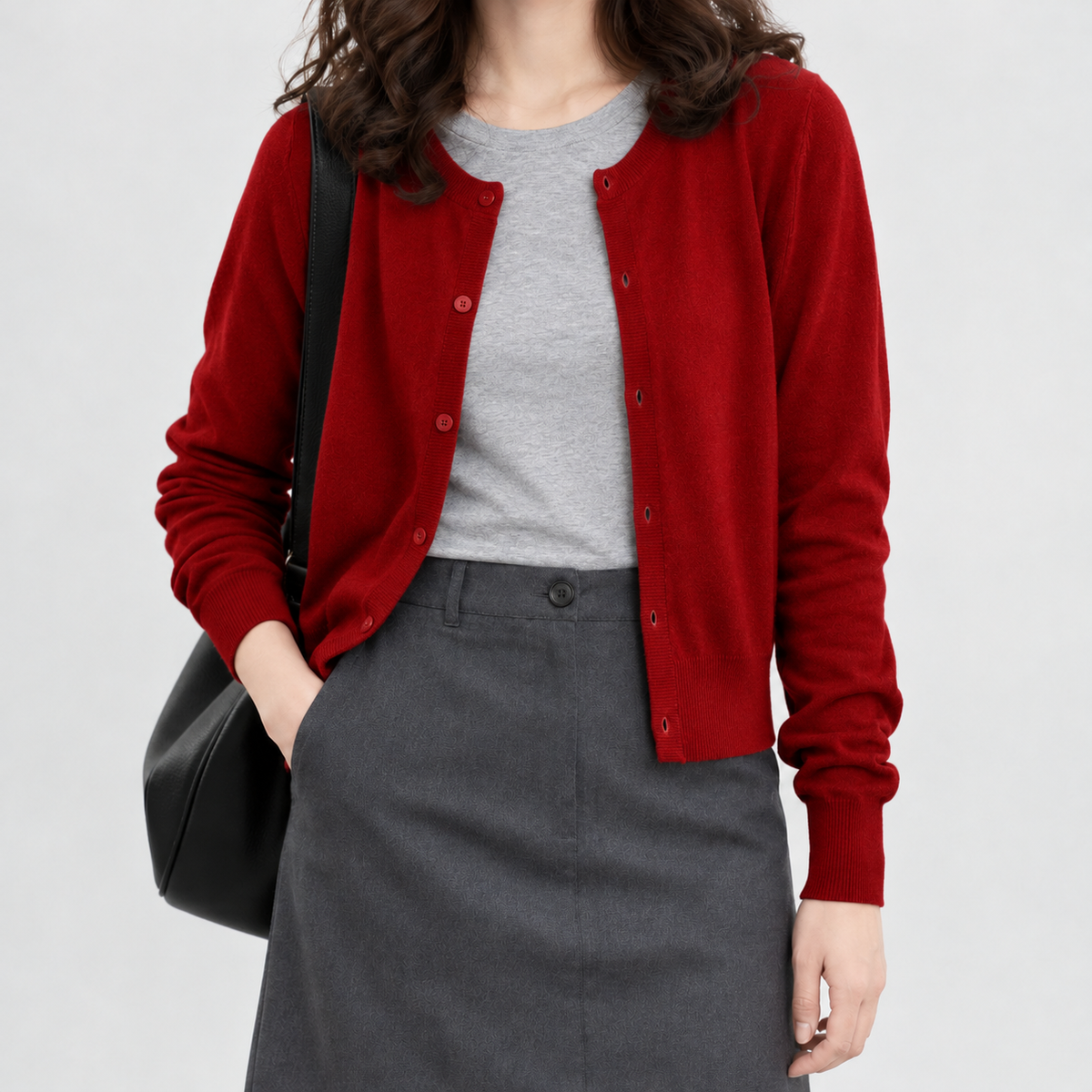 Dalegarth Crew Neck Cardigan - Red