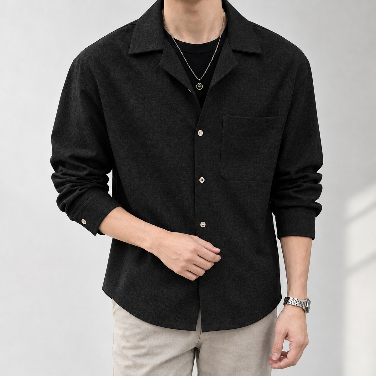 Beetham Textured Shirt - Black