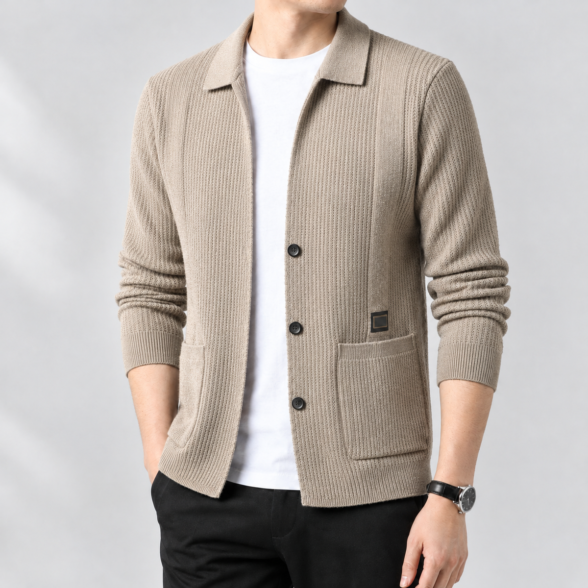 Yewbarrow Collared Cardigan - Khaki