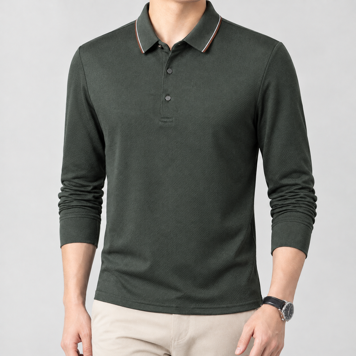 Brimscombe Tipped Polo - Military Green