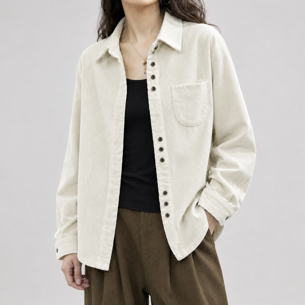 Staverton Corduroy Overshirt - White