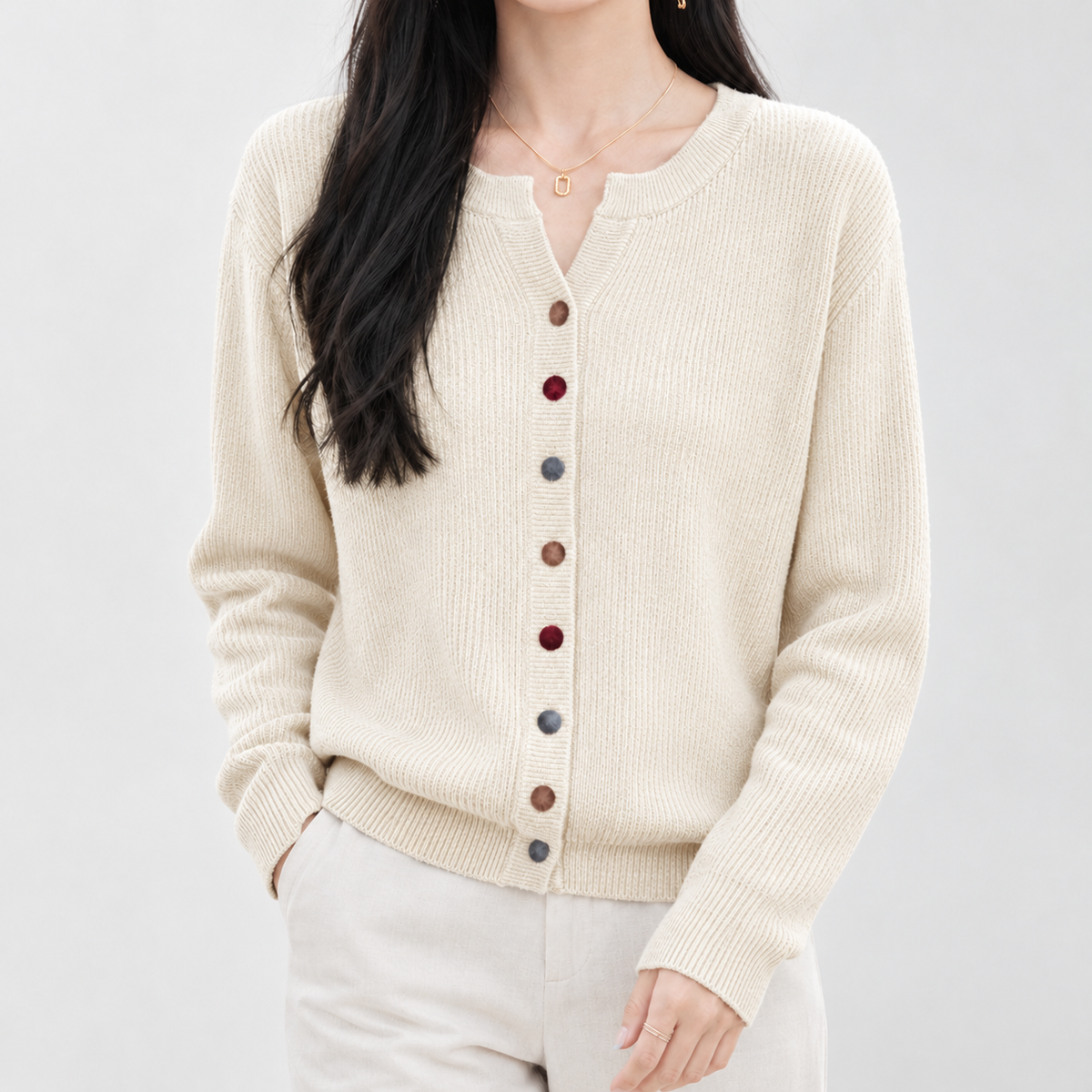 Birlingham Ribbed Cardigan - Beige