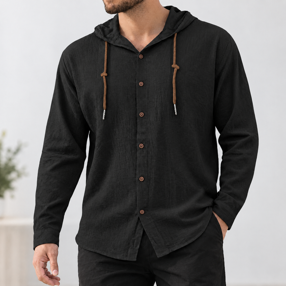 Caleb Hooded Shirt - Black