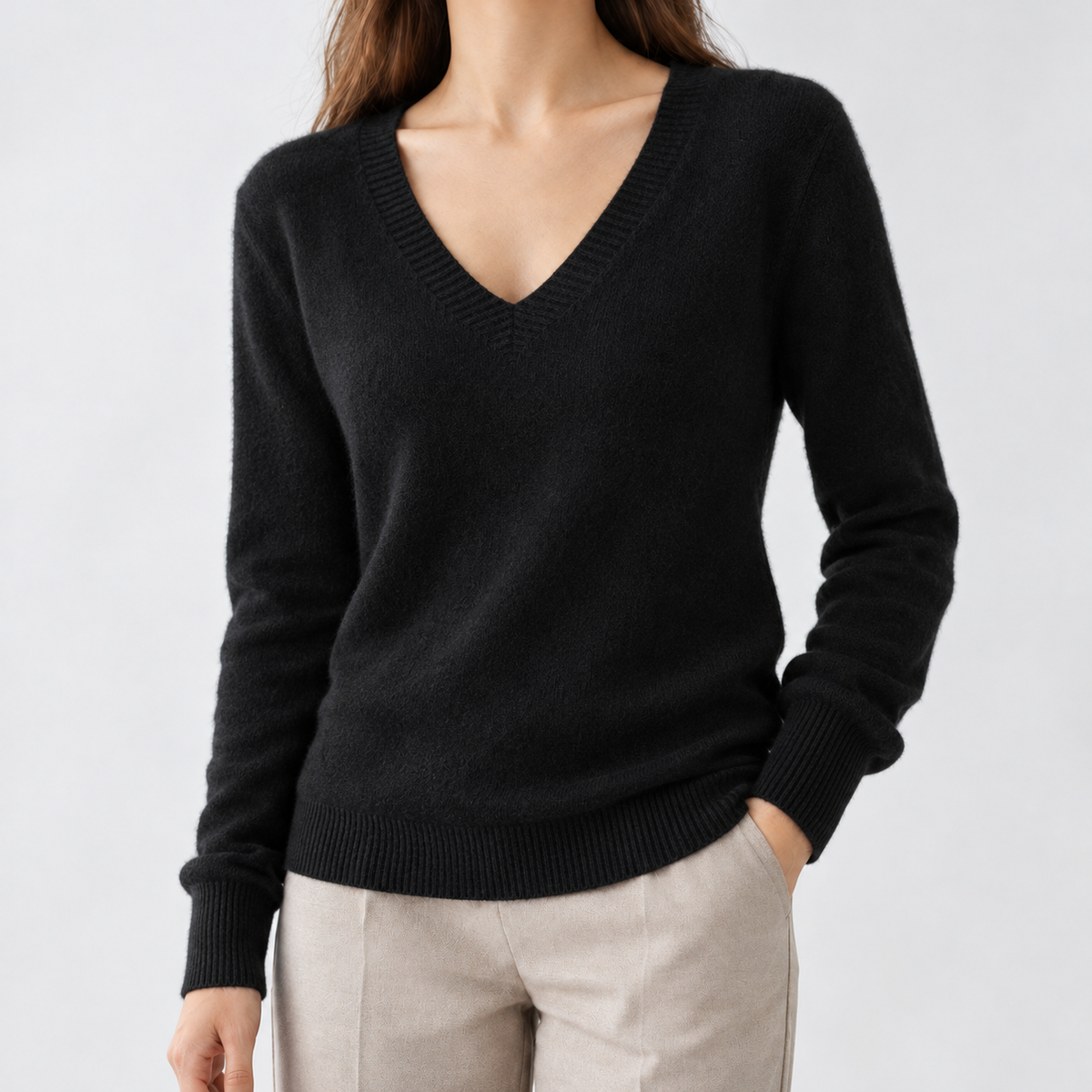 Haltwhistle V Neck Sweater - Black