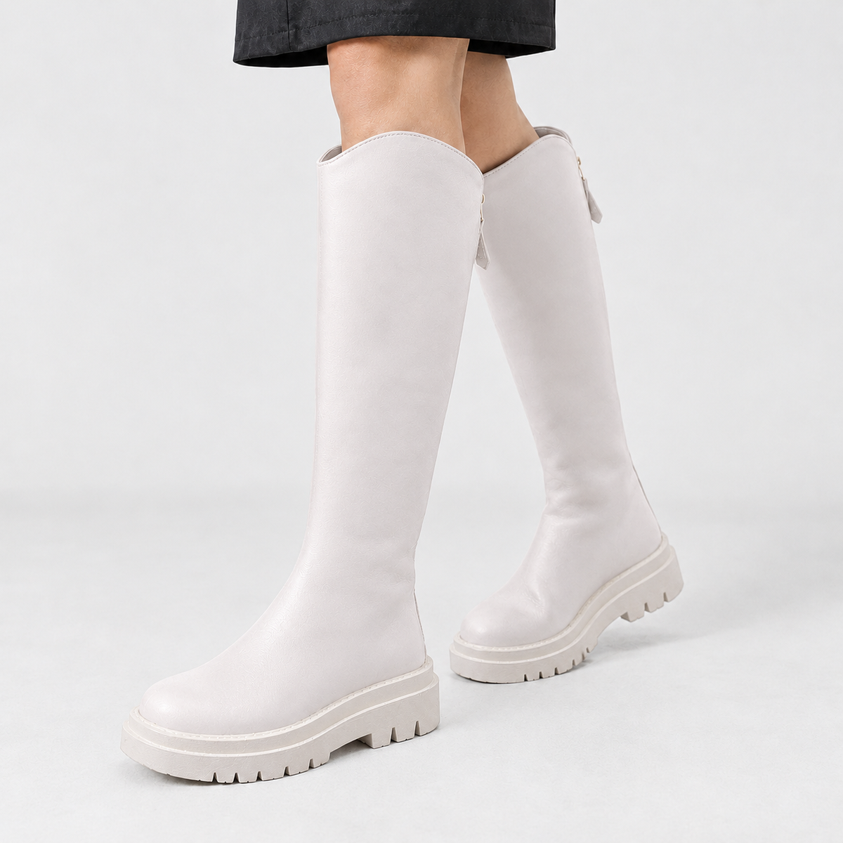 Fulletby Platform Knee High Boots - White