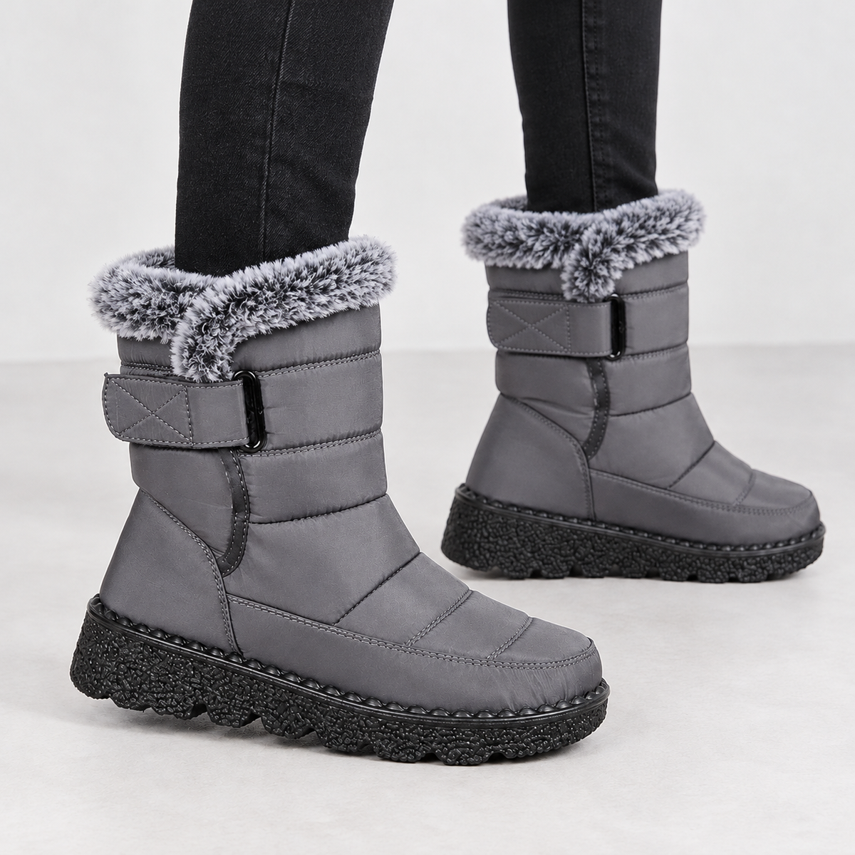 Hawkshead Fur-Trim Snow Boots - Gray Fur Collar