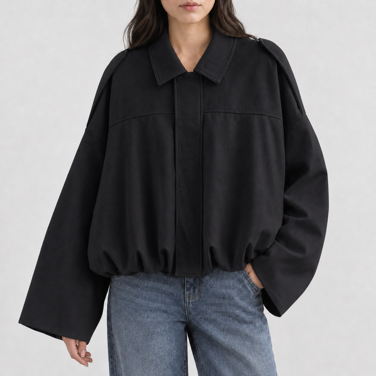 Brendon Suede Bomber Jacket - Black
