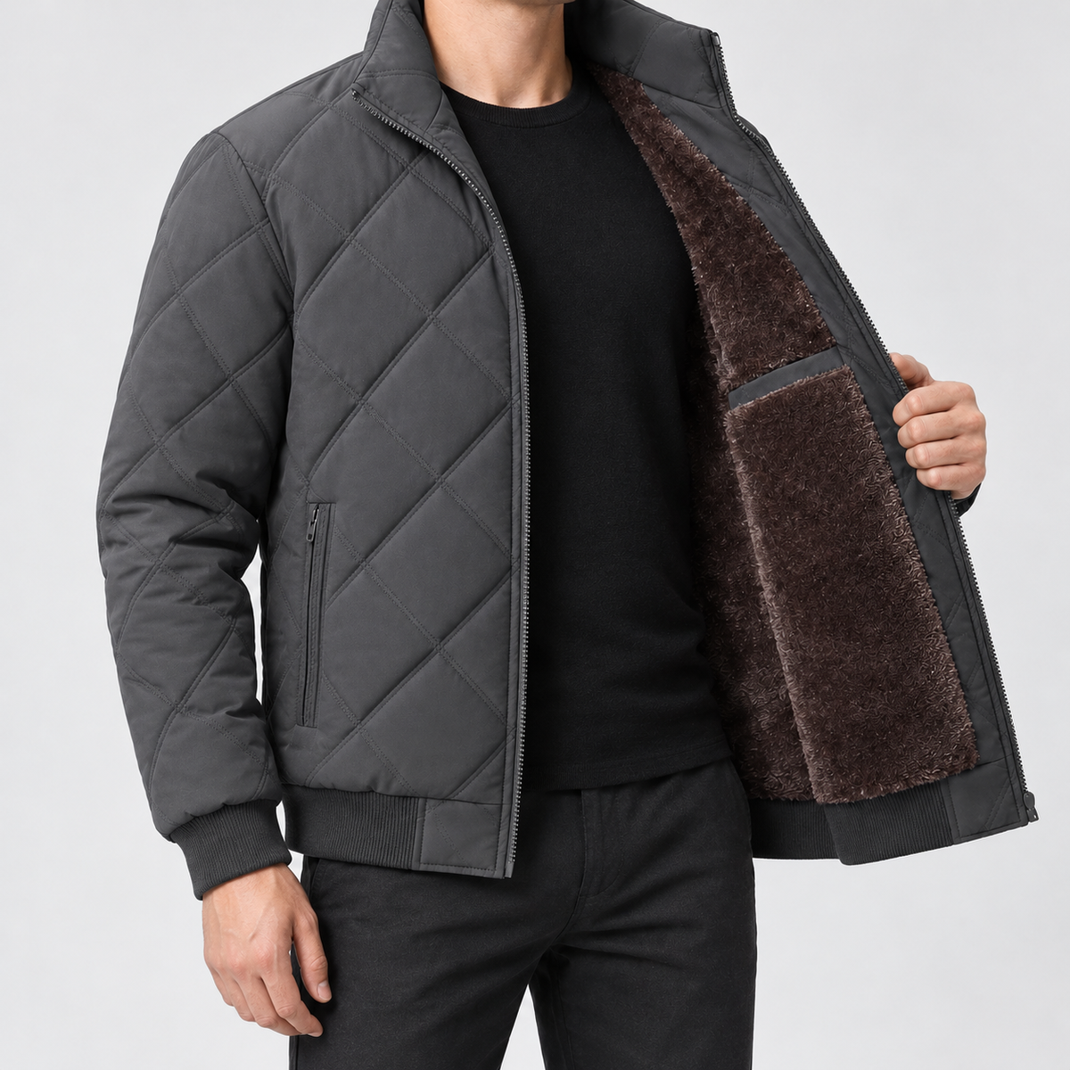 Pegswood Diamond Quilted Jacket - Dark Gray